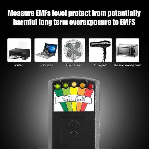 Ny LED EMF-måler Magnetfelt-detektor Spøgelsesjagt Paranormalt udstyr Sort