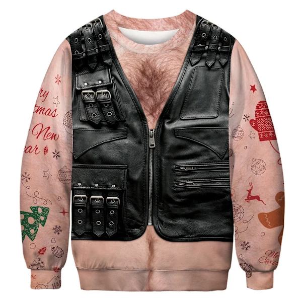 Jul 3D Digitaltryck Rolig Mönster Par Rundhalsad Tröja 5xl Oversized Herr / Dam Med Samma Modetrend style 1 4XL