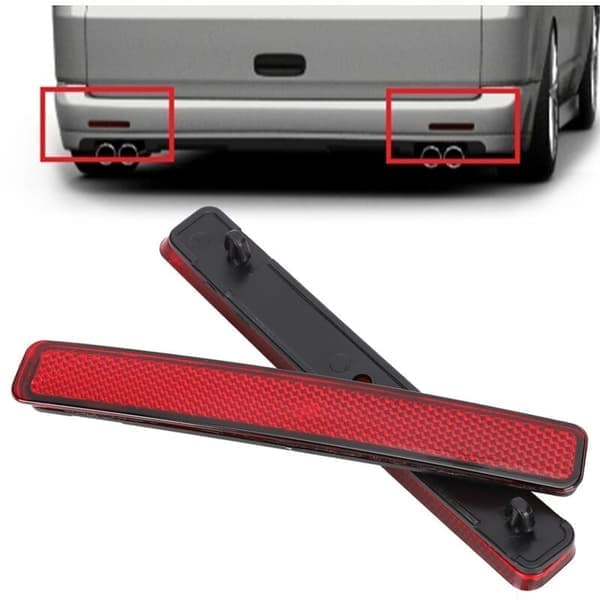 Par bakre støtfangerreflektorer for T5 Transporter fra 2003 til 2011, rød bakre støtfangerreflektorlampe 7E0945105
