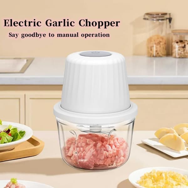 400ML Elektrisk Hvidløgshakker, Mini Bærbar Grøntsagshakker, Hvidløgsrive Løgblander til Grøntsager, Trådløs Foodprocessor