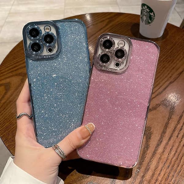 iPhone 12 Pro Glitter Lyx Skal - Sött Flexibelt Pläteringsskydd, Kameraskydd, Stötsäkert, Modedesign för Kvinnor & Män Blue standard