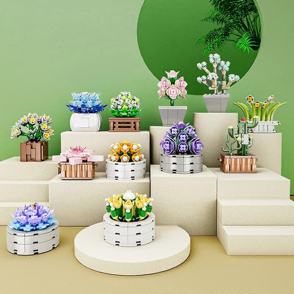 Potteplante Sakura Byggeklodser Dekor Mini Byggeklodser Legetøj Samlede Legetøj style 13