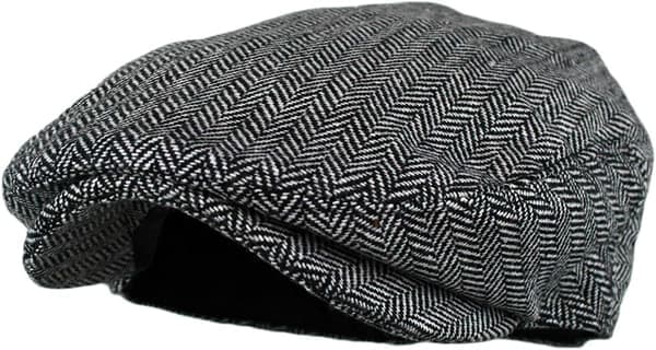 Klassisk fiskbensmönstrad keps i ullmix för män (Large/x-Large, kolgrå)