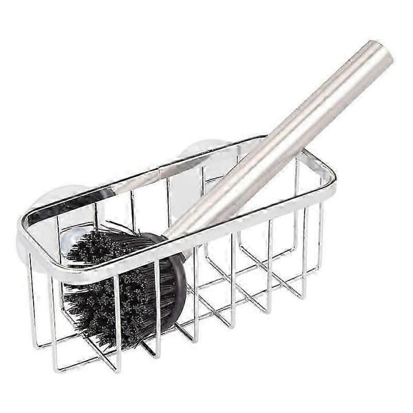 Svamp holder - meget stor metal vask opbevaring med rustfri belægning - sølv 14,5 x 5,5 x 6 cm