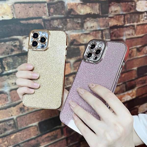 iPhone 12 Pro Glitter Luksus Deksel - Søtt Fleksibelt Plating Deksel, Kamerabeskyttelse, Støtsikkert, Motedesign for Kvinner og Menn Gold standard