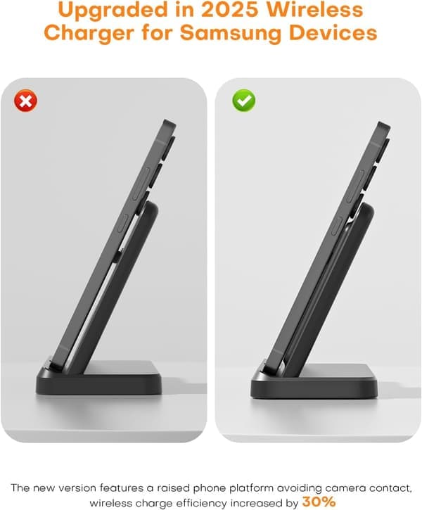 Trådløs oplader til Samsung ladestation: 3 i 1 Galaxy Watch oplader, adapter inkluderet, sort