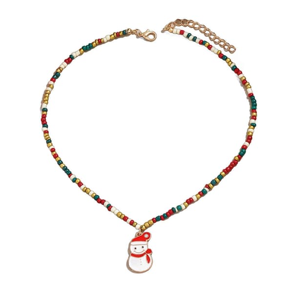 Fargerikt perlekjede Elegant julepynt for kvinner med festlige perleanheng Christmas snowman