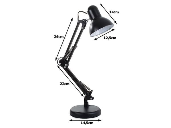 Justerbar skrivebordslampe, svart