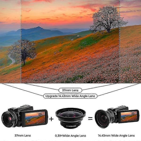 Professionel 37mm Makro+72mm Vidvinkelobjektiv 0.39X Fuld HD til 4K Videokamera - Sy
