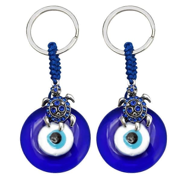 Nøglering Evil Eye Protector Nøglering Modestil Glasmateriale Blandet Farve 9x4 Cm 2 Stk Blandede Farver