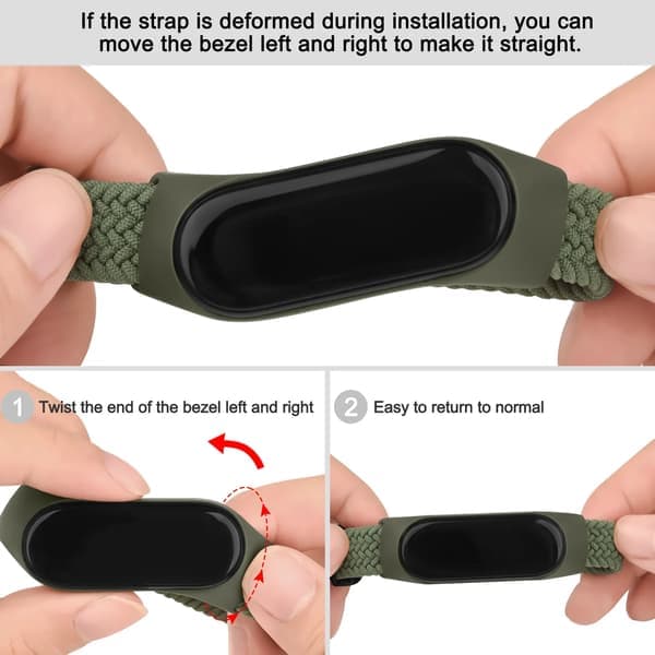 Flettet urrem til Xiaomi Mi Band 7 6 5 4 3 Bånd Elastisk Justerbar Rem til Amazfit 5 Erstatning Sort