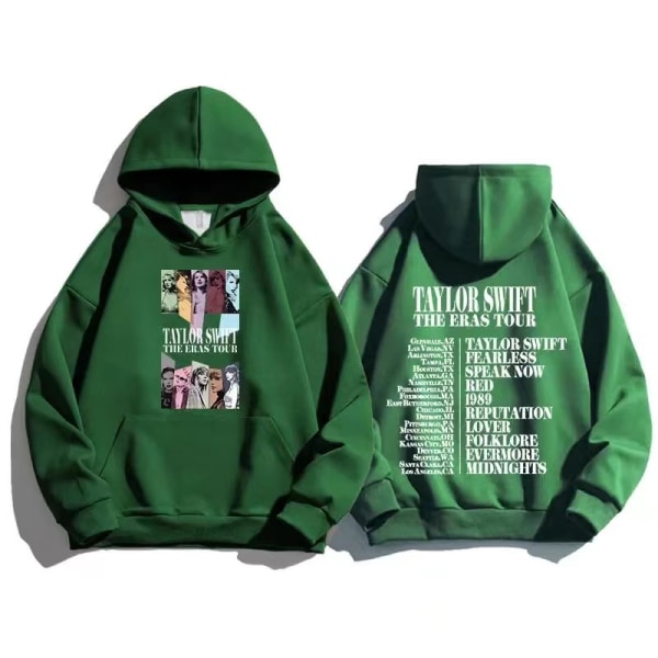 Miesten ja naisten Taylor The Eras Tour syksy/talvi Taylor Swift -muotihuppari Fan-huppari green XS