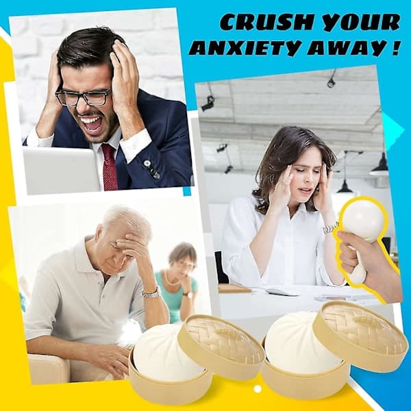 Dumpling Squishy Fidget Toy 2-pack, ångbulle stressboll, klämbar dekompressionsleksak