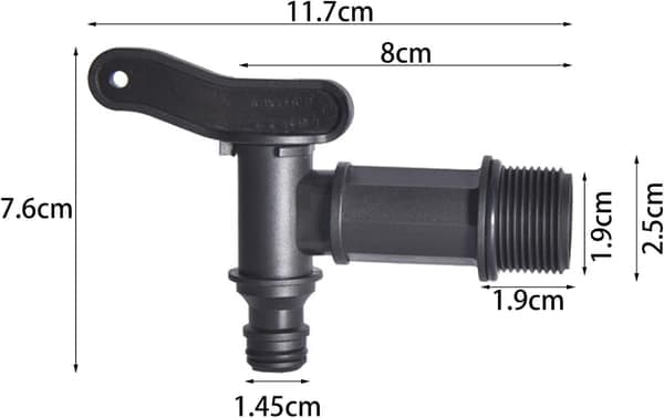 1000L plast 3/4'' tankkran for regnvannsoppsamler, IBC vanntankadapter med låsemutterpakning og krankobling (2 stk)