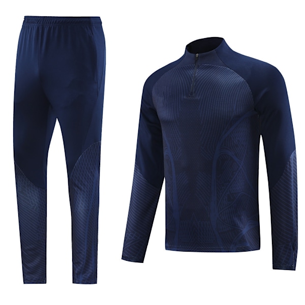 2425 Ny Fotbollsträningsdräkt Set, Vuxen Långärmad Halv Zip Design, Perfekt Present till Pojkar Royal blue S