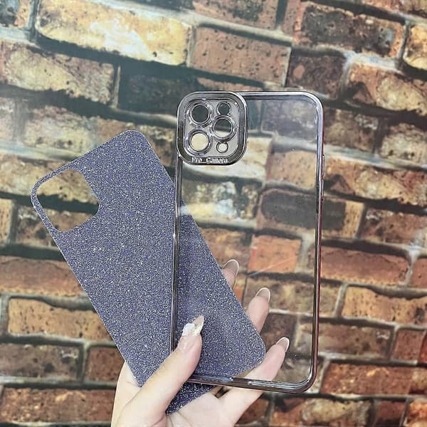 iPhone 12 Pro Glitter Luksus Deksel - Søtt Fleksibelt Plating Deksel, Kamerabeskyttelse, Støtsikkert, Motedesign for Kvinner og Menn Purple standard