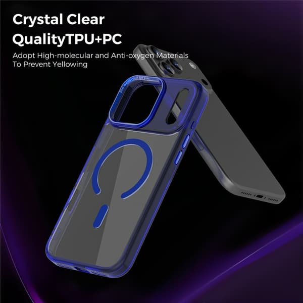Mobilskal till iPhone 17 Pro MagSafe Transparent TPU+PC - Blå Blå