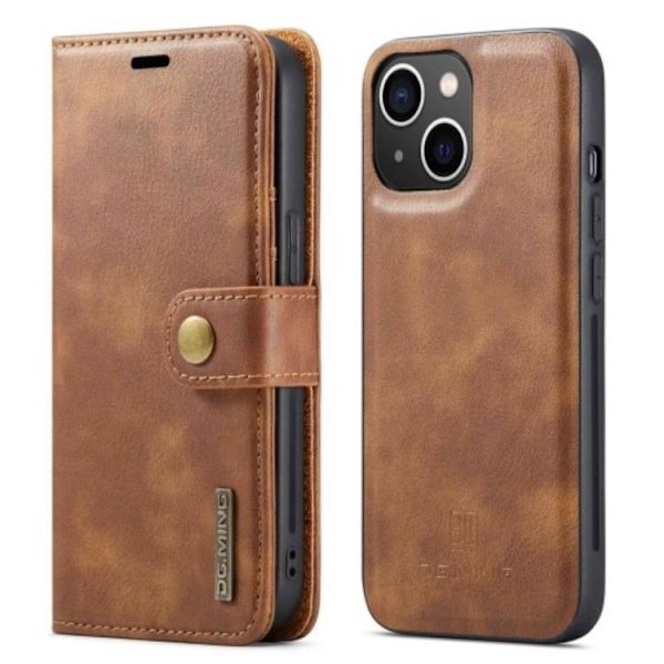 DG.MING iPhone 14 Plus Plånboksfodral Split Detachable Flip - Brun Brun