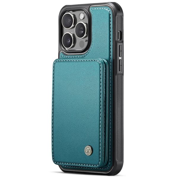 JEEHOOD J05 Mobilskal till iPhone 14 Pro Max Läder med Magnetficka Cyan