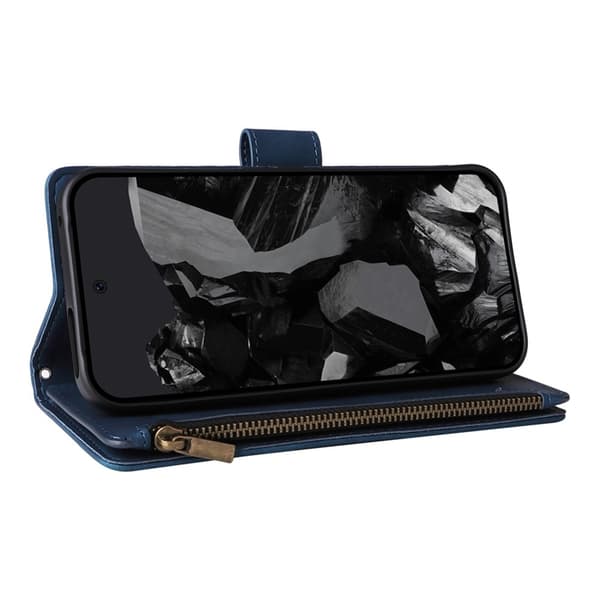 Google Pixel 9 Pro XL/10 Pro XL Plånboksfodral Zipper med Strap - Blå Blå