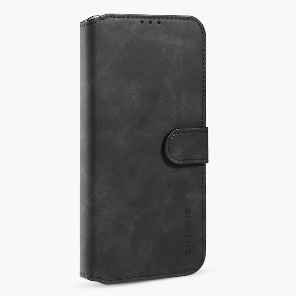 DG.MING Retro Konstläder Plånboksfodral för iPhone 12 Pro - Svart