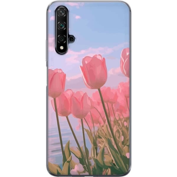 Mobilskal till Huawei nova 5T med Rosa Tulpaner