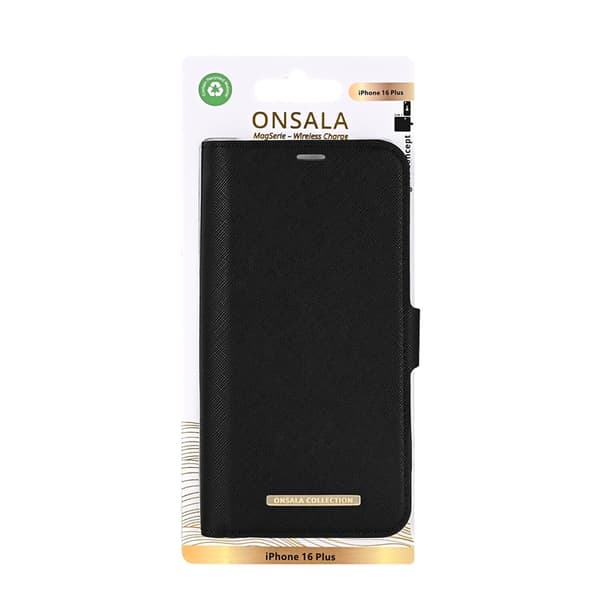 Onsala iPhone 16 Plus Plånboksfodral MagSafe Eco - Svart Black