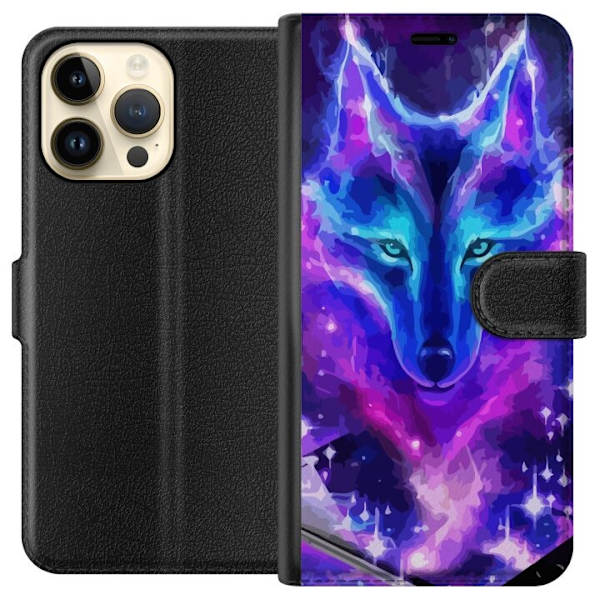 Plånboksfodral till Apple iPhone 14 Pro Max med Neon Varg