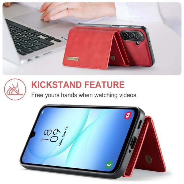 DG.MING Samsung Galaxy A17 5G Konstläder Plånboksfodral Röd