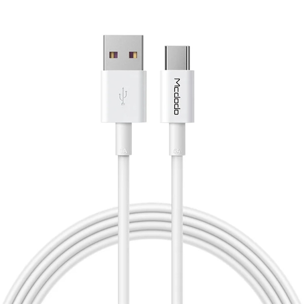 MCDODO USB-A - USB-C 5A Kabel 1m Element - Vit Vit