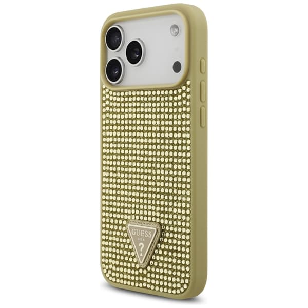 Guess Mobilskal till iPhone 17 Pro Rhinestone Triangle Logo - Guld Guld