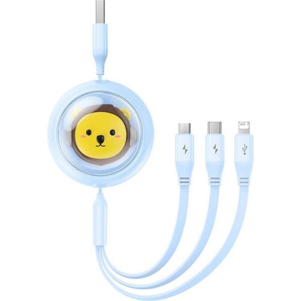 Baseus 3in1 USB-A till USB-C, Lightning, microUSB kabel 1.1m - Blå