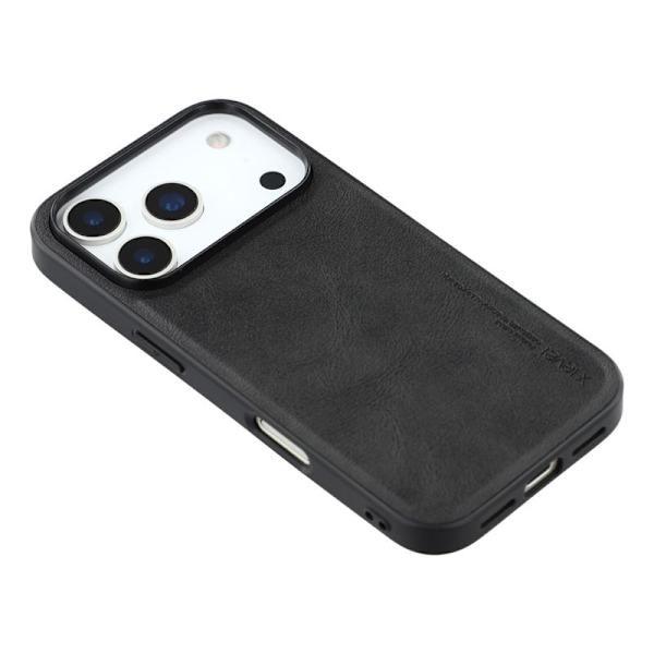 X-LEVEL Bojue-3 Mobilskal till iPhone 17 Pro Max Läderbelagd Svart