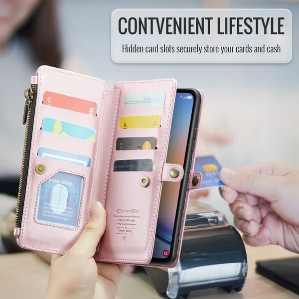 CASEME Plånboksfodral Konstläder för Samsung Galaxy A34 5G - Rosa