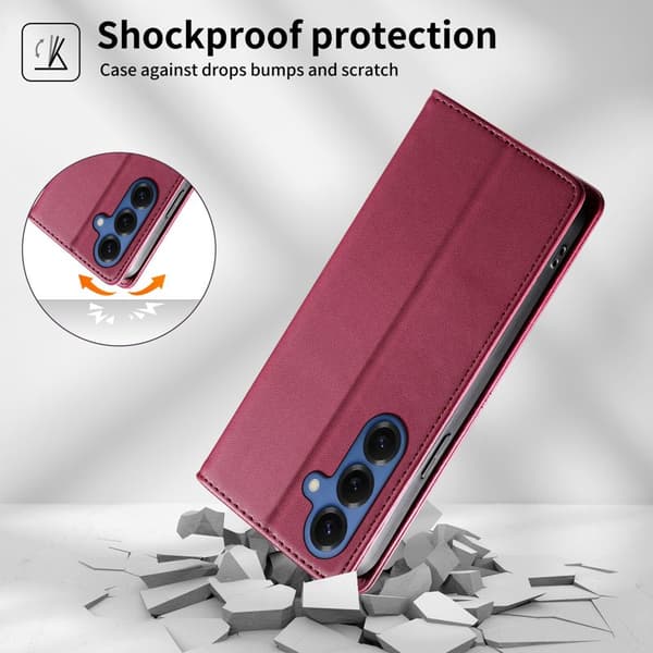 Plånboksfodral för Samsung Galaxy S26 Plus Ställfunktion Konstläder - Röd