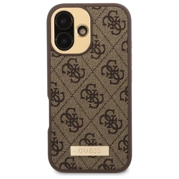 Guess Telefontaske til iPhone 16 Plus MagSafe 4G Logo Plate - Brun Brun