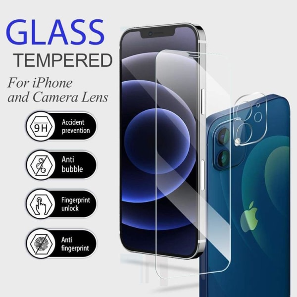 [4-PACK] 2 Kameralinsskydd i Härdat Glas & 2 Härdat glas iPhone