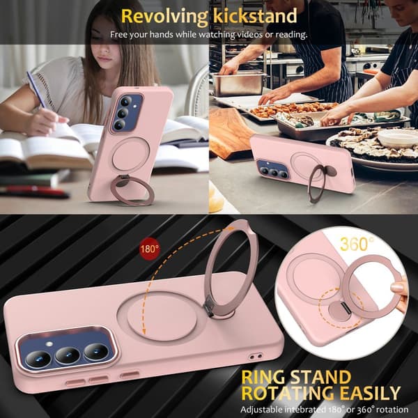 Mobilskal för Samsung Galaxy S26 Plus Magnetiskt Ring Kickstand TPU + PC - Rosa