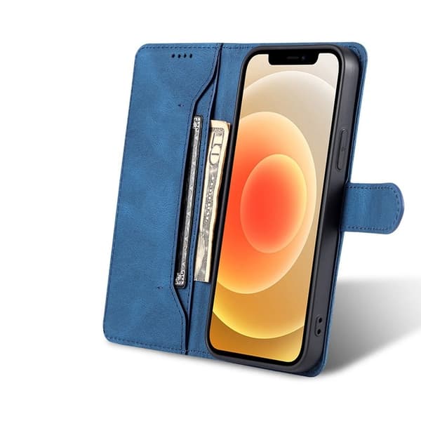 AZNS iPhone 13 Plånboksfodral - Stöttåligt och repfritt - Konstläder - Blå