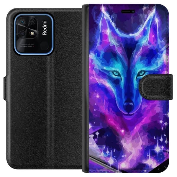 Plånboksfodral till Xiaomi Redmi 10C med Neon Varg