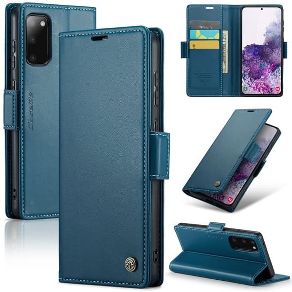 CASEME Plånboksfodral Konstläder för Samsung Galaxy S20 - Blå
