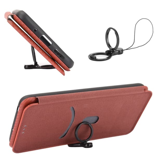 OnePlus 15 Plånboksfodral Carbon Fiber Drop-Proof Konstläder - Brun Brun