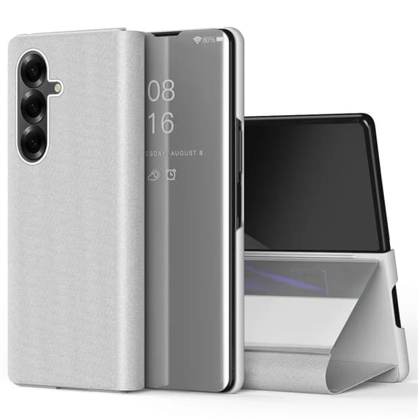 Mobilskal till Galaxy Z Fold7 5G View Window PU Läder + PC - Silver Silver