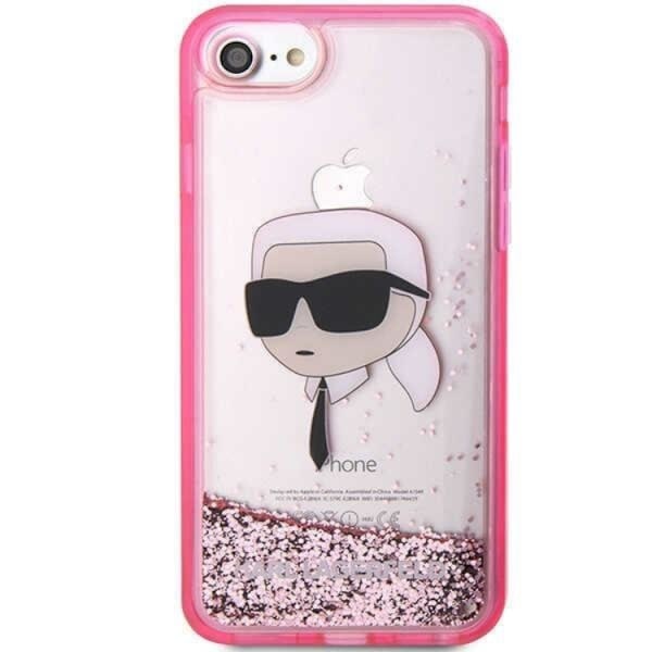 Karl Lagerfeld iPhone 7/8/SE (2020/2022) Skal Liquid Glitter Head - Rosa