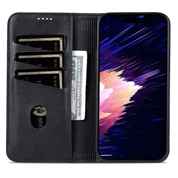 AZNS iPhone 16e Plånboksfodral Konstläder - Svart