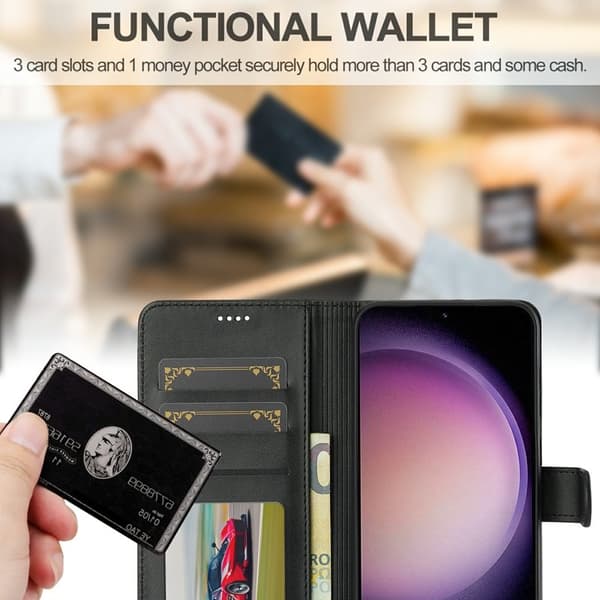LC.IMEEKE Samsung Galaxy S25 FE Plånboksfodral Konstläder - Svart