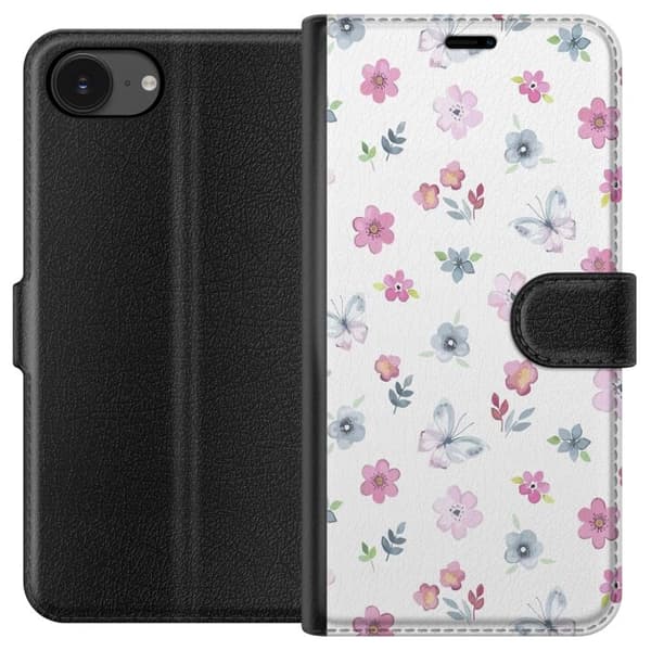 Plånboksfodral till Apple iPhone 16e med Blommor och fjärillar