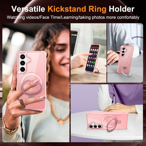 Mobilskal för Samsung Galaxy S26 Plus Magnetiskt Ringhållare TPU + PC - Rosa