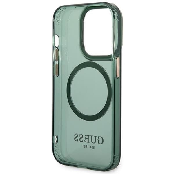 Guess iPhone 14 Pro Mobilskal Magsafe Guld Outline - Khaki Grön