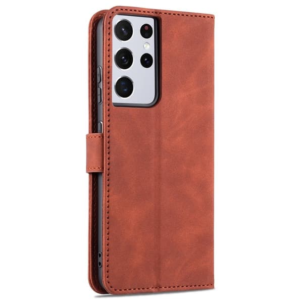 AZNS Samsung Galaxy S21 Ultra Plånboksfodral Konstläder - Brun